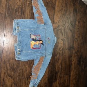 Vintage Disney Girls Size Large Pocahontas and Meeko Blue Jean Denim Jacket